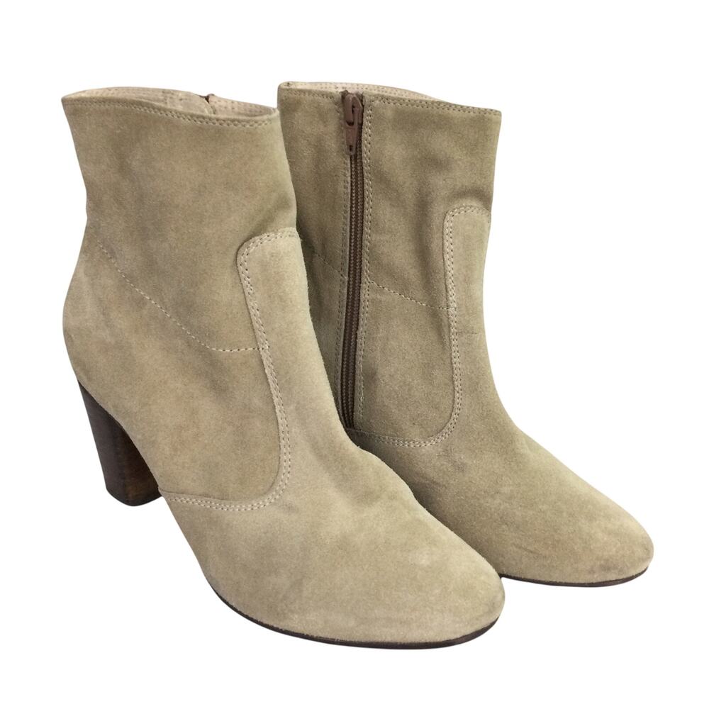 Seychelles Boho Western Americana Minimalist Neutral Suede Chunky Heel Boot 8.5